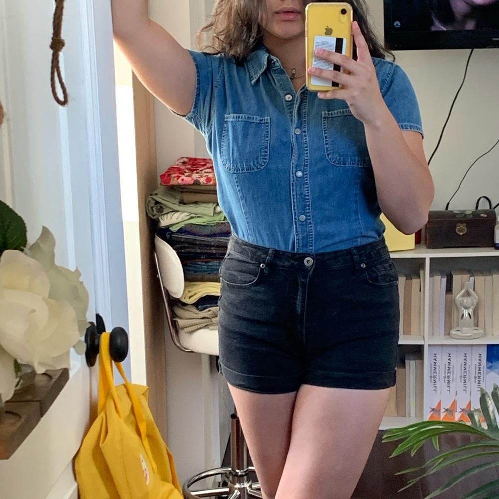 Denim button down
